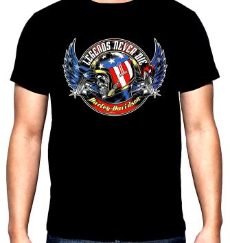 Harley Davidson, legends never die, men's  t-shirt, 100% cotton, S to 5XL